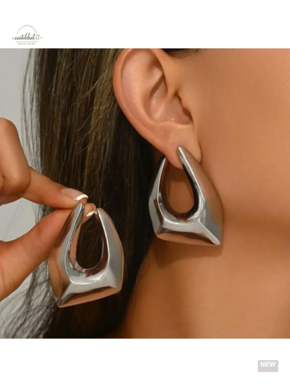 Big Gold Plated Statement Earrings Chunky Irregular Geometric Drop Dangle